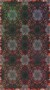 Tropik, dikişsiz çiçek deseni. Gri ve kahverengi renkli çiçekler. Raster illüstrasyonu.