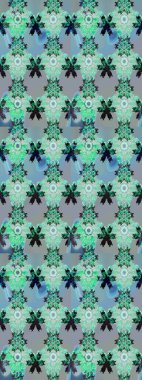 Raster illüstrasyonu. Mavi ve nötr renklerde Asya tekstil tarzında. Suluboya çiçekli çiçek deseni.