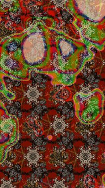 Raster illüstrasyonu. Suluboya, elle çizilmiş. Kahverengi yapraklı yabani çiçekler. Taslak arkaplan deseni.