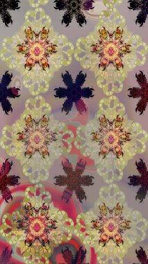 Çiçekli çiçek deseni, suluboya. Süslü kumaş deseni. Raster deseni.