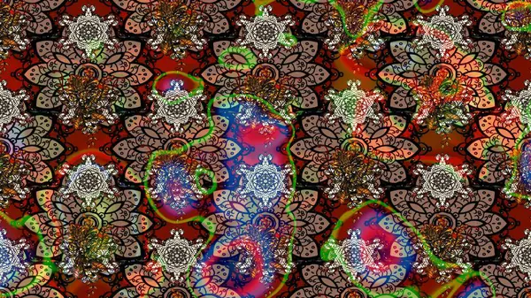 Eskiz arkaplan modeli. Kahverengi yapraklı yabani çiçekler. Suluboya, elle çizilmiş. Raster illüstrasyonu.