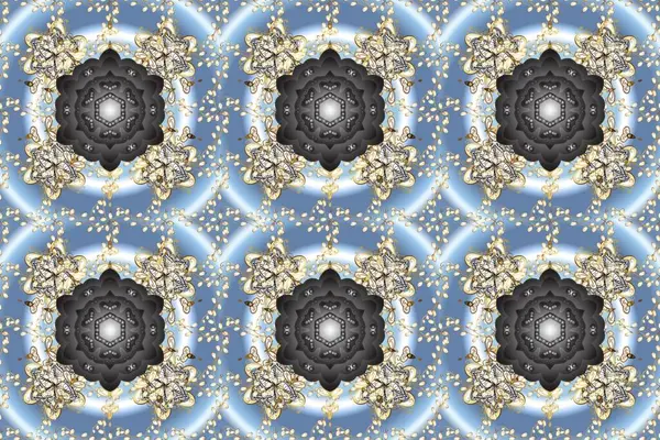 Şam, tasarım için kusursuz desen. Gri, mavi ve nötr renklerde ve altın elementlerde pürüzsüz desen.