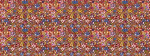 Küçük çiçekli basit, dikişsiz desen. Raster illüstrasyonu. Kahverengi renkte sevimli çiçekler. Moda baskısı, albüm, ambalaj kağıdı, duvar kağıdı için zarif dekoratif süslemeler..