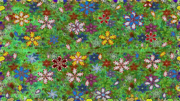 Şablon, pürüzsüz, çiçekli kenar. Çiçek çelengi. Güzel, parlak, pürüzsüz kumaş, tuval. Kıvırcık, parlak örgü. Eski moda arka plan. Raster illüstrasyonu.