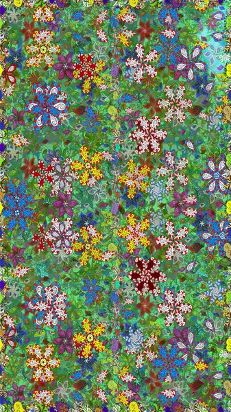 Klasik taslak çizimi. Raster Yumuşak kumaş deseni. Raster çiçek izi. Çiçek yeşili ve mavi pürüzsüz desen.