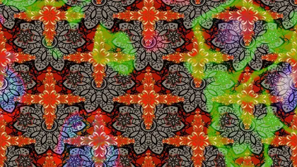 Moda arka planında parlak buketler. Kumaş, duvar kağıdı ve kağıt üzerine baskı yapmak için gelişen arka plan. Raster illüstrasyonu. Eski usul küçük çiçekli şirin bir eskiz deseni..