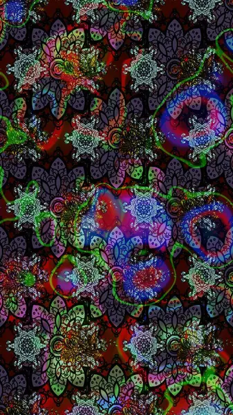 Raster illüstrasyonu. Chichi 'nin kumaş kalıbını çiz. Çiçek deseni. Düz Çiçek Elementleri Tasarımı. Renkli Bahar Teması çizim şablonu.