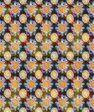 Raster illüstrasyonunda kusursuz çiçek deseni. Gri ve kahverengi renklerde. Raster illüstrasyonu. Güzel kumaş deseni.