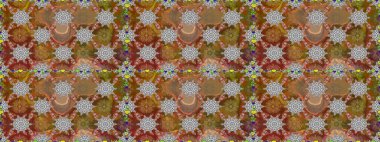 Kahverengi ve gri renklerde. Çiçek buketleriyle klasik tarzda kusursuz desenler. Raster illüstrasyonu.