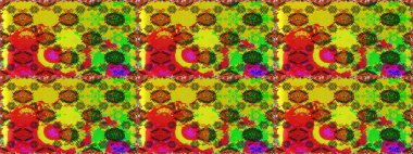 Renkli Bahar Temalı Kusursuz Arkaplan. Düz Çiçek Elementleri Tasarımı. Raster..