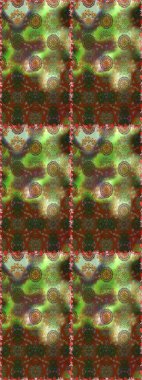 Çiçeksiz desenli nakış işlemeli gelincikler ve vadideki zambaklar. Tekstil tasarımı için geleneksel Raster çiçek buketi kahverengi ve yeşil renkler.