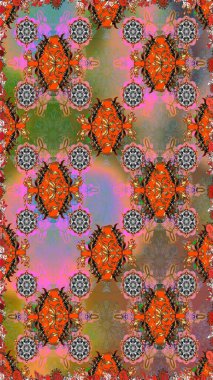 Yumuşak, bahar çiçekli arka plan. Çiçekli karalama şeklinde Raster çiçek deseni. Kahverengi ve turuncu renkte çiçekler.