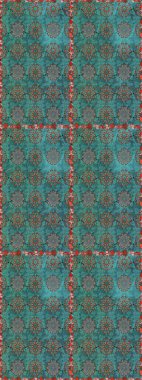 Raster illüstrasyonu. Yumuşak, yaz çiçekleri mavi ve yeşil renklerde. Raster çiçek desenli ve çiçekli..