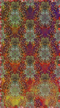 Çiçeksel kahverengi, pürüzsüz desen. Raster çiçek izi. Klasik taslak çizimi. Raster Yumuşak kumaş deseni.