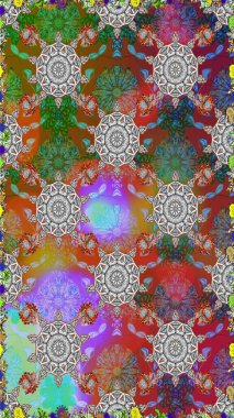 Gri renklere karalamalar çizen kusursuz çiçek deseni. Raster illüstrasyonu.