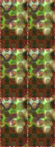 Çiçeksiz desenli nakış işlemeli gelincikler ve vadideki zambaklar. Tekstil tasarımı için geleneksel Raster çiçek buketi kahverengi ve yeşil renkler.