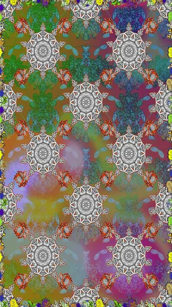 Kullanılabilir Tekstil, tebrik kartı, boyama kitabı, telefon durumda yazdırma için. Hint çiçek desenli madalyon desen. Raster kına dövme tarzı. Etnik Mandala süsleme.