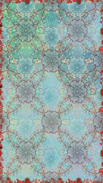 Parlak renkli çiçekleri ve mavi renkli yaprakları olan kusursuz çiçek desenleri. Modern çiçek arkaplanı. Halk tarzı. Moda baskıları için zarif bir şablon.