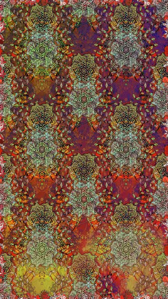 Çiçeksel kahverengi, pürüzsüz desen. Raster çiçek izi. Klasik taslak çizimi. Raster Yumuşak kumaş deseni.