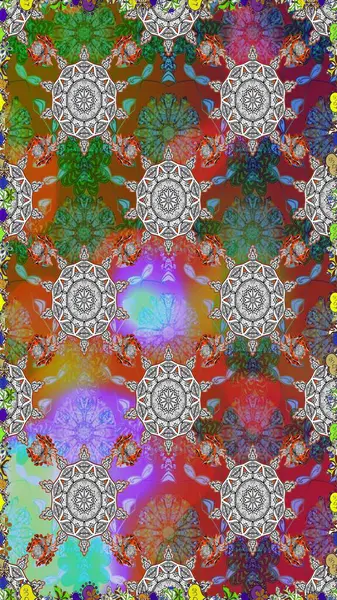 Gri renklere karalamalar çizen kusursuz çiçek deseni. Raster illüstrasyonu.