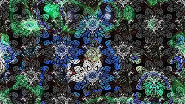 Gri renkli bitkilerden oluşan parlak çiçekli çizim deseni.