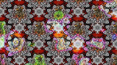 Küçük renkli çiçekler. Motley illüstrasyonu. Moda baskıları için zarif bir şablon. Çiçekli bahar çiçekleri. Küçük çiçekte güzel bir desen. Çizim.