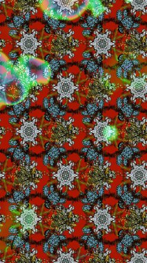 Taslak desenli, modaya uygun kumaş deseni. Raster illüstrasyonu. Düz Çiçek Elementleri Tasarımı. Şirin çiçek elementleri. Renkli Bahar Teması çizim şablonu.