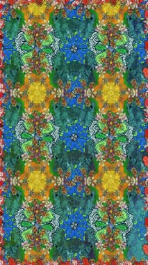 Raster illüstrasyonu. Yumuşak, yeşil renkli bahar çiçekleri. Raster çiçek desenli ve çiçekli..