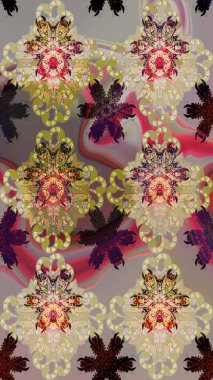 Renkli Bahar Teması eskiz kalıbı. Chichi 'nin kumaş kalıbını çiz. Raster illüstrasyonu. Çiçek deseni. Düz Çiçek Elementleri Tasarımı.