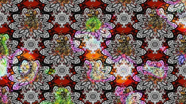 Küçük renkli çiçekler. Motley illüstrasyonu. Moda baskıları için zarif bir şablon. Çiçekli bahar çiçekleri. Küçük çiçekte güzel bir desen. Çizim.