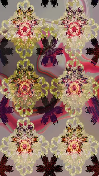 Renkli Bahar Teması eskiz kalıbı. Chichi 'nin kumaş kalıbını çiz. Raster illüstrasyonu. Çiçek deseni. Düz Çiçek Elementleri Tasarımı.