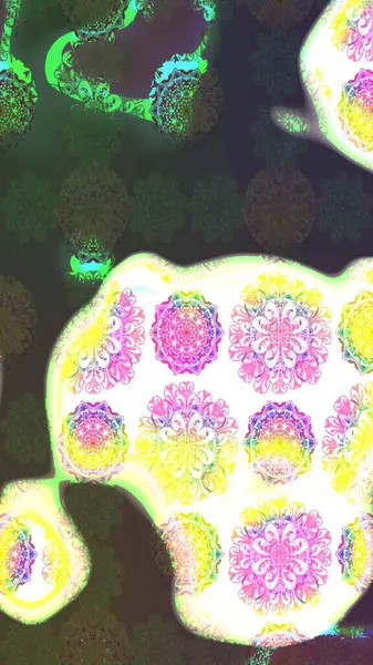 Arkaplan dokusu, duvar kağıdı, yeşil ve gri renkli çiçek teması. Kabile sanatı boho baskısı, klasik çiçek arkaplanı. Soyut etnik raster çizim kalıbı.