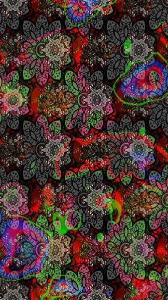 Siyah renkli çiçekler. Renkli Yaz Temalı eskiz kalıbı. Düz Çiçek Elementleri Tasarımı. Raster illüstrasyonunda çiçek deseni çizimi.