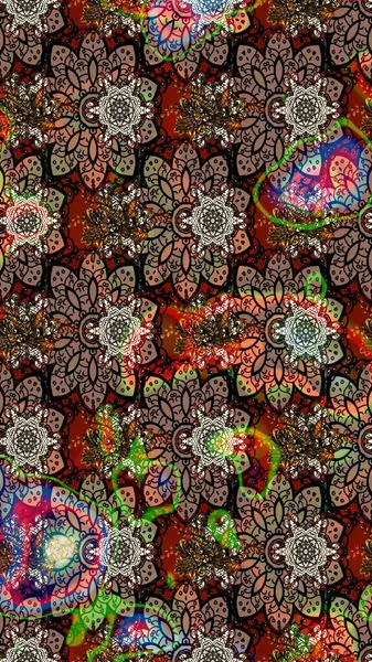 Taslak süsleme izi. Sınır Kızılderili çiçekli paisley patten. Etnik Mandala havlusu. Tebrik kartı geçmişi, boyama kitabı, arkaplan ve tekstil için kullanılabilir. Raster Henna tarzı.
