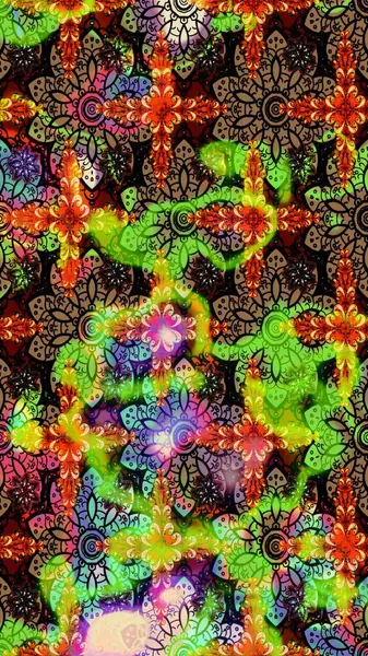 Raster illüstrasyonu. Yeşil renklerde. Çiçekli güzel suluboya desen.