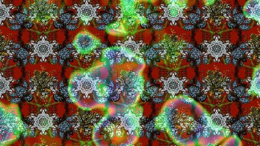 Raster illüstrasyonundaki çiçek desenli çizim. Yeşil renklerde. Güzel kumaş deseni. Raster illüstrasyonu.