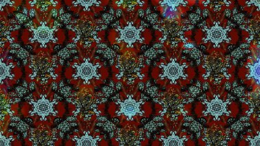 Çiçek desenli çizim. Raster illüstrasyonu. Asya tekstil tarzında. Siyah renkli çiçekler. Raster illüstrasyonu.