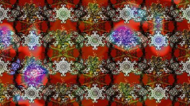 3D çiçekler, eskiz. Raster illüstrasyonu. Kahverengi renklerde.