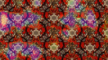 Çiçekli karalama şeklinde Raster çiçek deseni. Yumuşak, yaz çiçekli arka plan. Kahverengi renkte çiçekler.