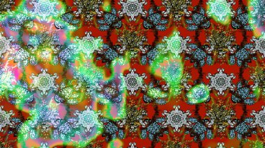 Küçük çiçekli yay deseni çiz. Raster illüstrasyonu. Suluboya tarzında yeşil renkler üzerine.