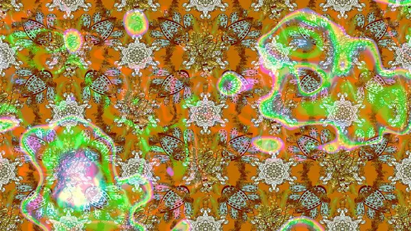 Tropik çiçek desenleri. Raster illüstrasyonu. Kahverengi renkte çiçekler.