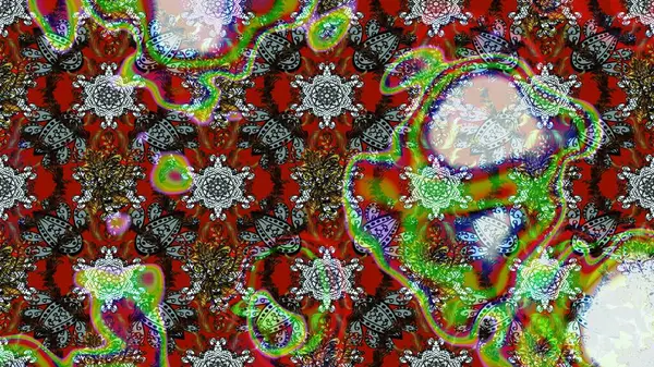 Raster illüstrasyonundaki çiçek desenli çizim. Gri renkli çiçekler.