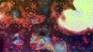 Raster düz çiçek çizim deseni. Hediye ambalaj kağıdı, tebrik kartları, posterler ve pankart tasarımı. Kahverengi renkte çiçekler.