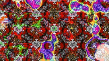 Kırmızı renkte bitkilerden oluşan parlak çiçekli çizim deseni.