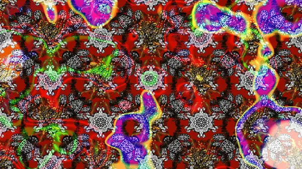 Kırmızı renkte bitkilerden oluşan parlak çiçekli çizim deseni.