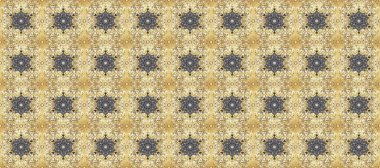 Kına dövmeli süs çiçekleri, altın çıkartmalar, mehndi ve yoga tasarımı, kartlar ve parmak izleri. Bej, nötr ve gri renkte desen. Raster altın mehndi kusursuz desen.