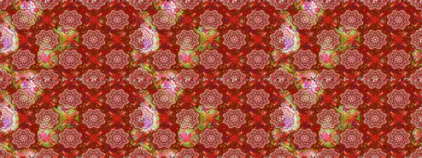 Kırmızı renklerde Asya tekstili. Raster illüstrasyonu. Çiçeklerle suluboya desenleri.