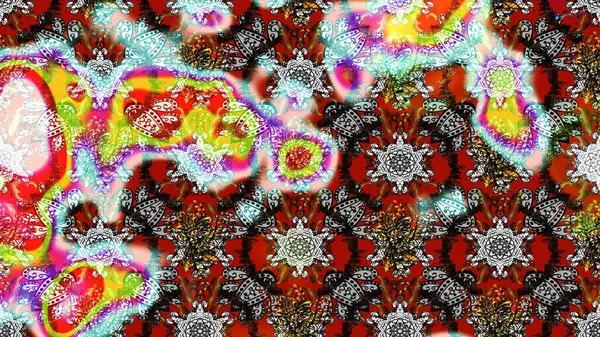 Çiçek ve yapraklı çiçek deseni. Küçük çiçekli şirin bir desen. Raster illüstrasyonu.