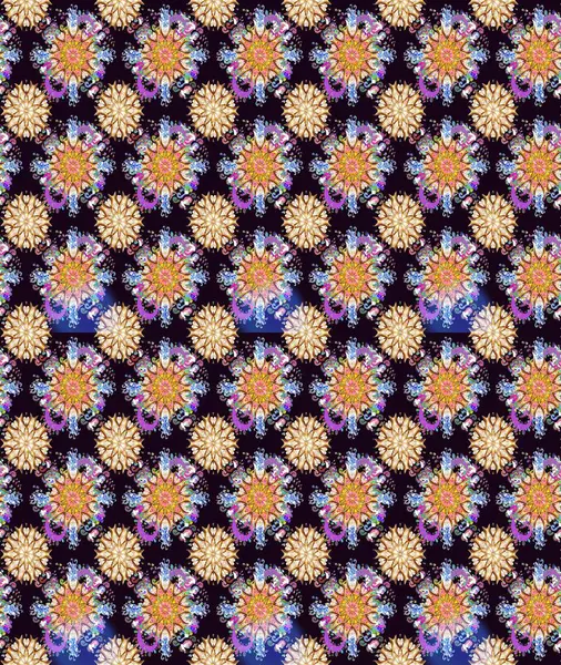 Raster illüstrasyonu. Siyah ve bej renklerde. Soyut çiçek desensiz arkaplan. Raster deseni. Küçük çiçekte sevimli çiçek deseni var..