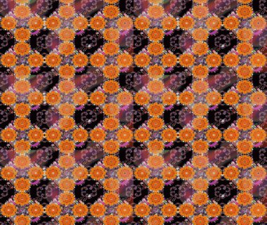 Düz Çiçek Elementleri Tasarımı. Güzel çiçek deseni. Turuncu ve kahverengi renkli çiçekler. Renkli Bahar Teması Kusursuz Arkaplan.